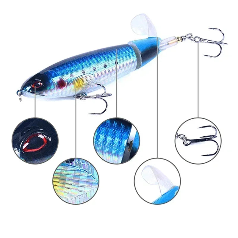 Ensemble de leurres de pêche Popper Topwater, Wobblers rotatifs artificiels, matériel de queue, appâts durs, accessoires de pêche, 5 pièces, 10 pièces