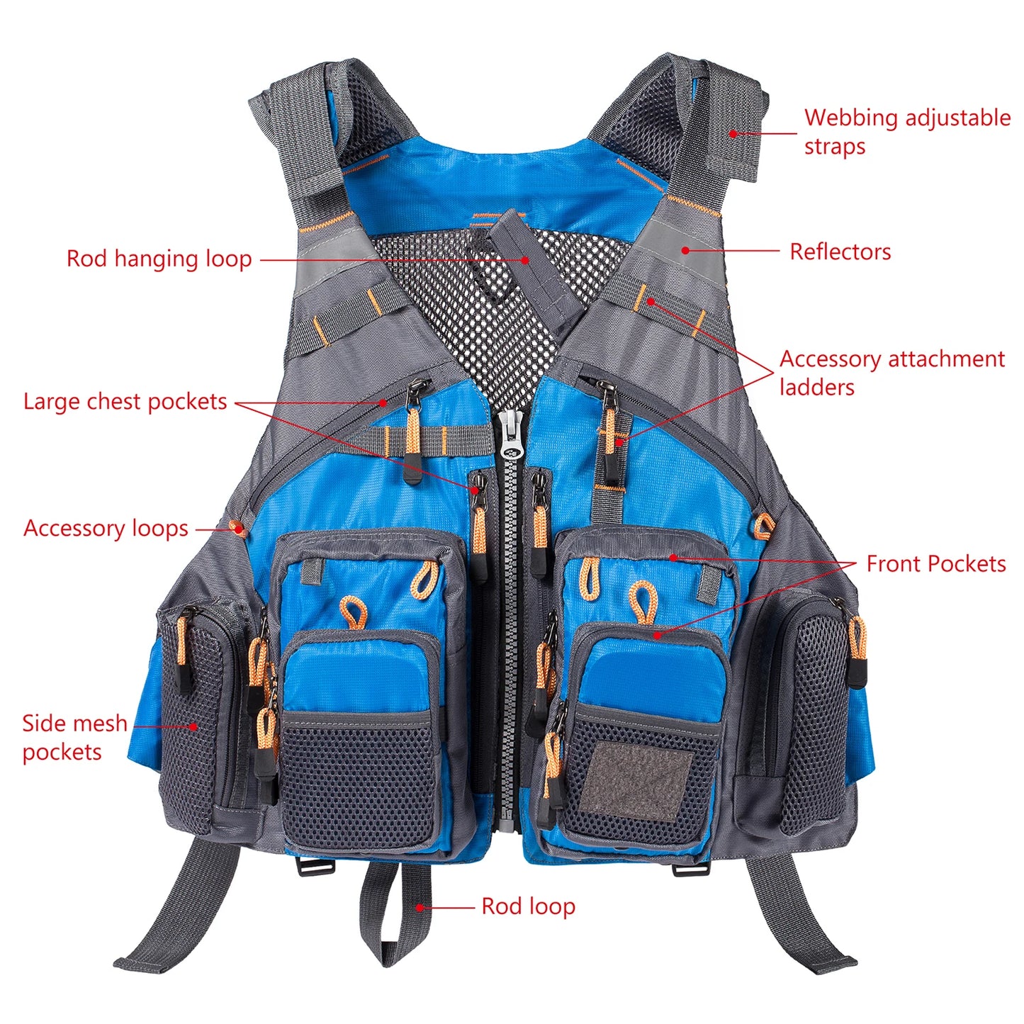 Bassdash respirant gilet de pêche Sports de plein air mouche natation gilet réglable
