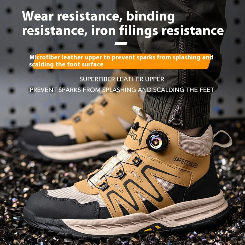 Nuevas botas de seguridad para hombre, zapatos de trabajo indestructibles, zapatillas con punta de acero, botas de protección anti-aplastamiento y anti-perforación, botas de trabajo tácticas