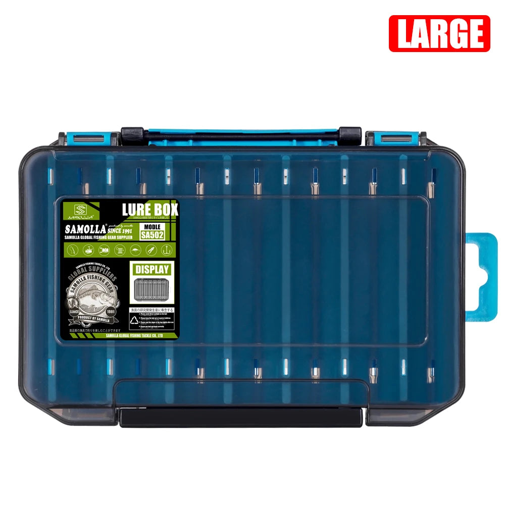 SAMOLLA Boîte à matériel compacte double face – Pêche simplifiée avec un organisateur durable et polyvalent pour leurres, hameçons, appâts