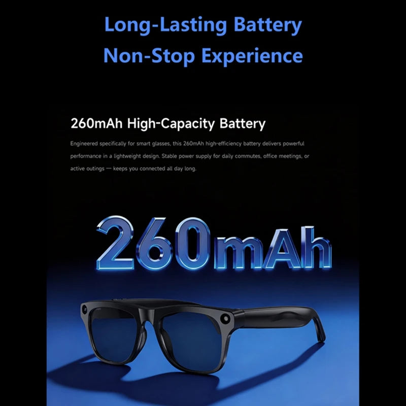 Lunettes intelligentes AI — Bluetooth tactile, caméra, appel, musique, sport