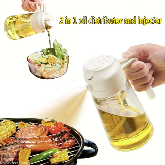 Pulvérisateur d'huile de cuisine en plastique 2 en 1, 500 ml, flacon pulvérisateur d'huile d'olive, distributeur d'huile pour barbecue, cuisson, rôtissage, pique-nique, outil de cuisine