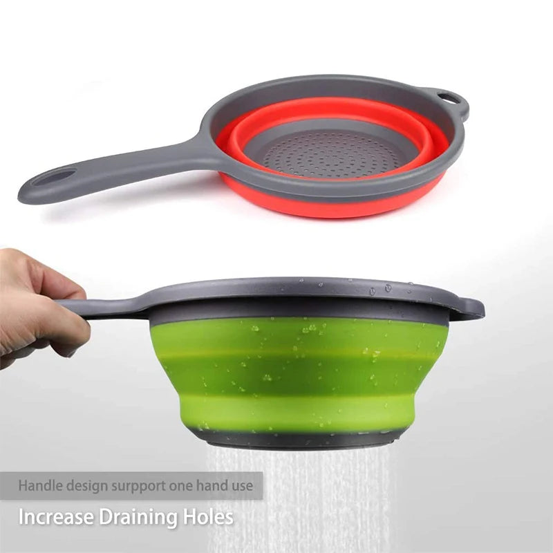 Passoire pliable en silicone avec poignée — égoutter pâtes, légumes, fruits, cuisine