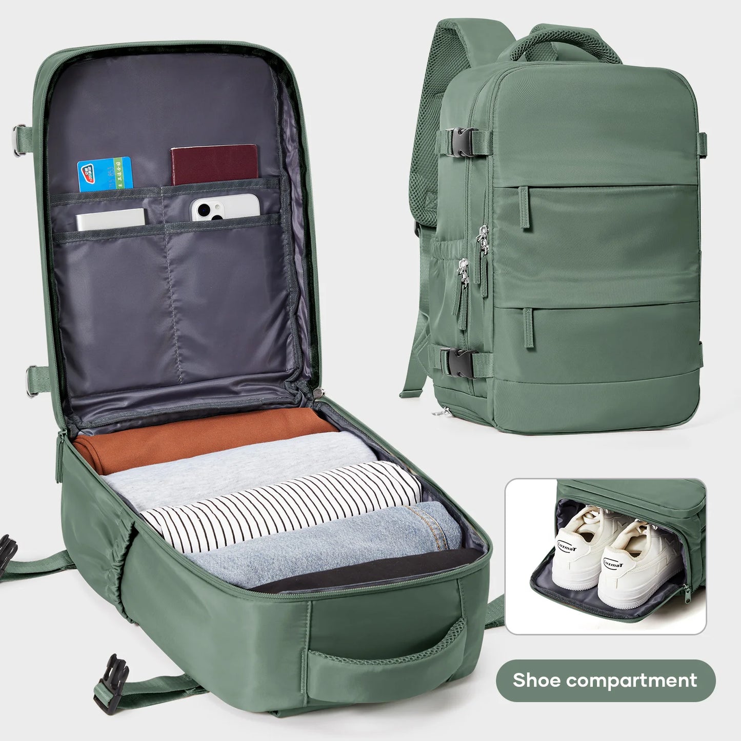 Sac à Dos Cabine 40x20x25 Femme — Pochette Ordinateur Étanche Sac d’École