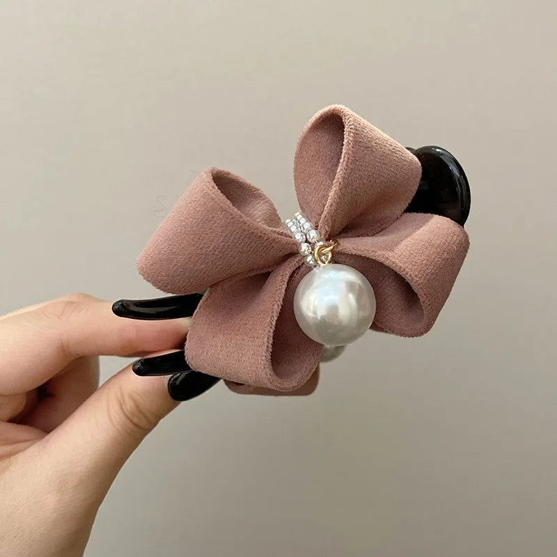 1 morceau d'arc, pince à perles, tempérament, pince requin, accessoire pour cheveux en tissu de Style doux coréen, Accessoires pour cheveux de fille