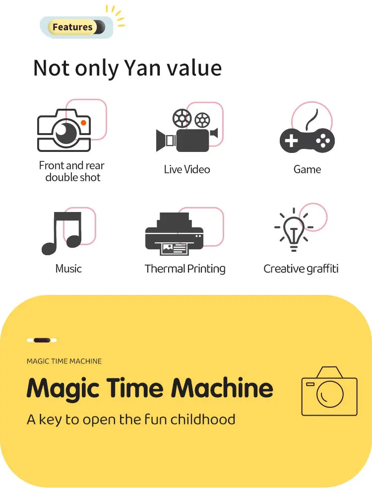 Digital instant print camera photo printer, with highly refractive polymer lens, USB rechargeable, excellent tool for development