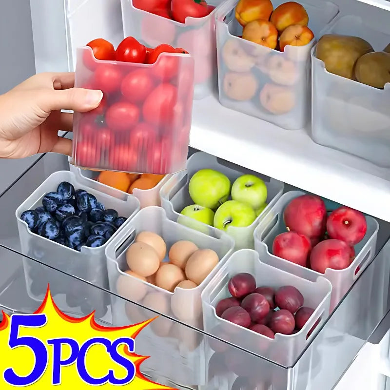 Cajas de almacenamiento para frigorífico, 1/5 piezas, organizador de alimentos frescos, almacenamiento en frío, contenedor de verduras, frutas, especias, recipiente para alimentos, cajas de cocina para el hogar