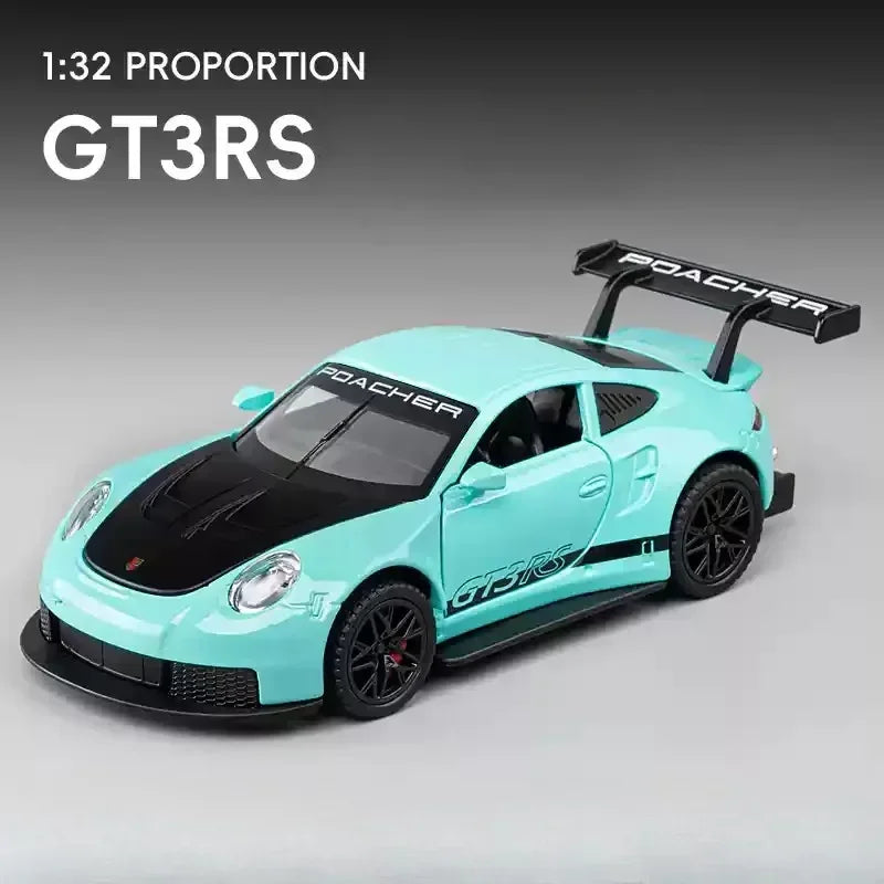 Coche deportivo modelo de inventario fundido a presión para niños, coche de juguete, vehículo GT3RS, regalo de cumpleaños para niño, decoración del hogar, escala 1/32, 911