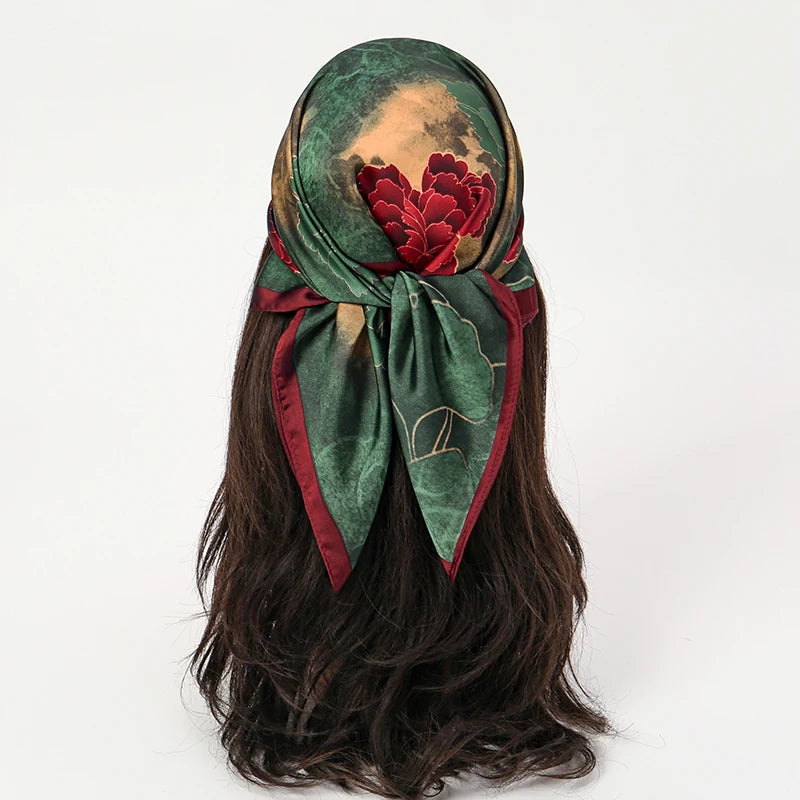 Foulard carré hijab pour femme imprimé populaire — étoles plage, châle, bandeau cheveux