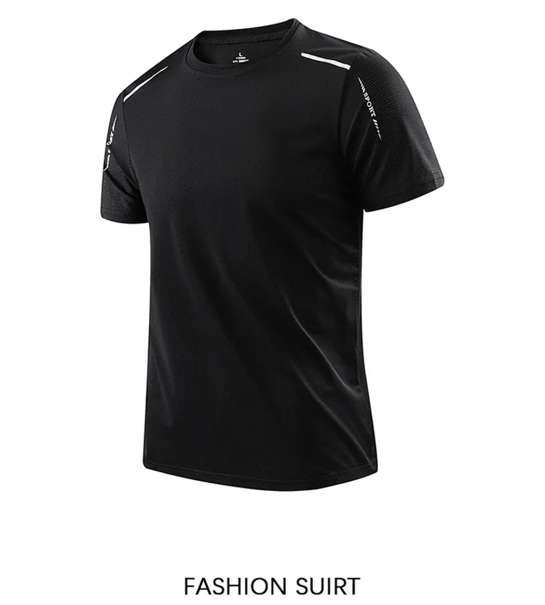 CHRLCK hommes course séchage rapide T-shirts respirant randonnée pêche T-shirts élasticité douce Sports de plein air chemise courte été