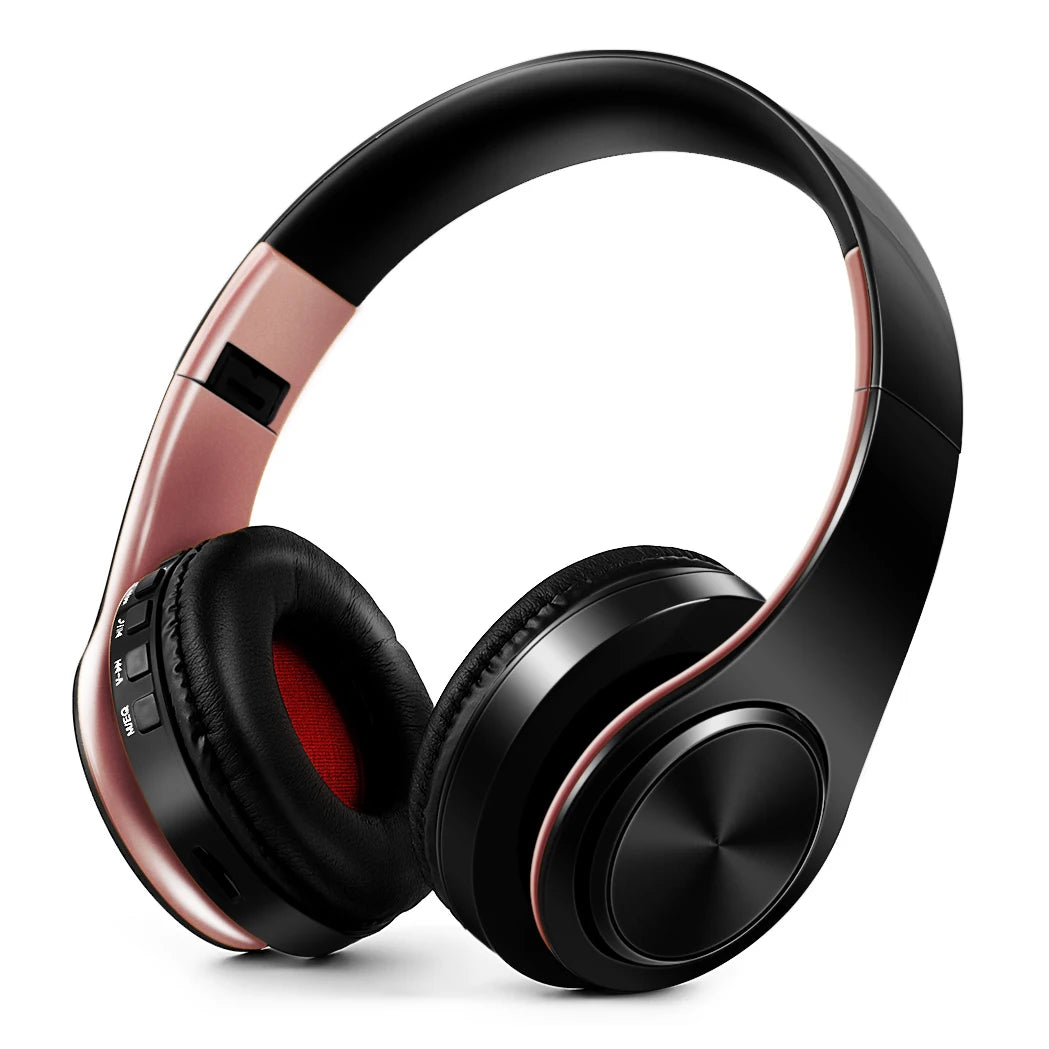 Auriculares inalámbricos Bluetooth para hombre, regalo dorado, auriculares estéreo, juego con micrófono incorporado, universales para Android e iOS