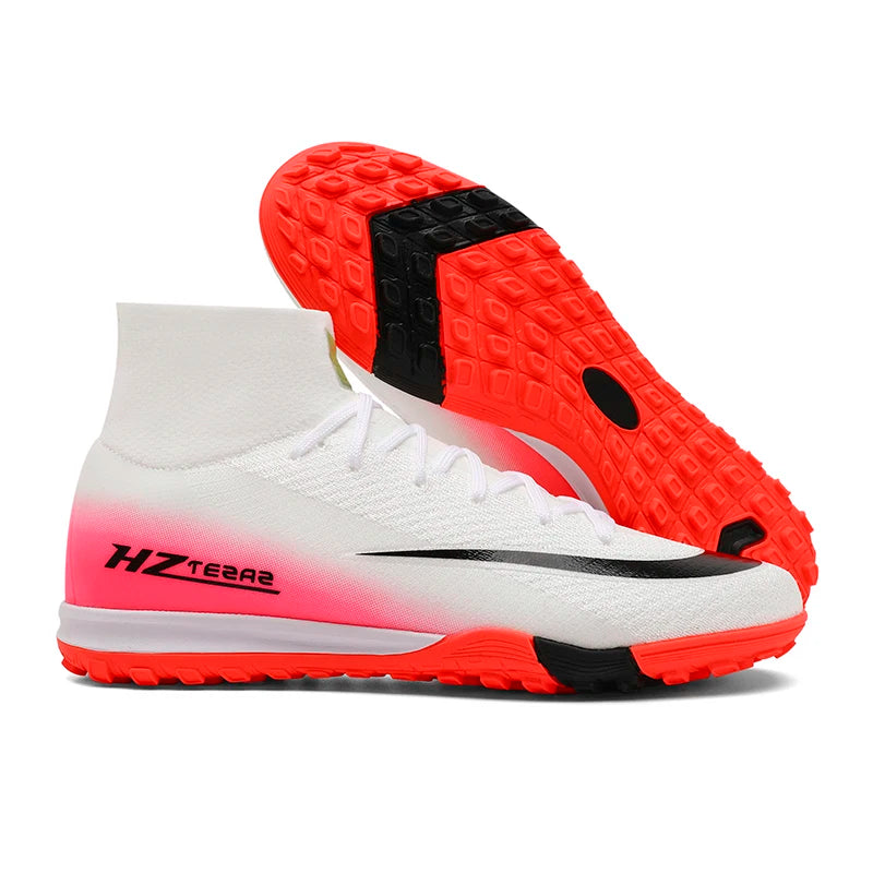 wrfskm Chaussures de Football FG Homme Cuir Verni Montantes Imperméables — Professionnel, Terrain Dur EU 31–48