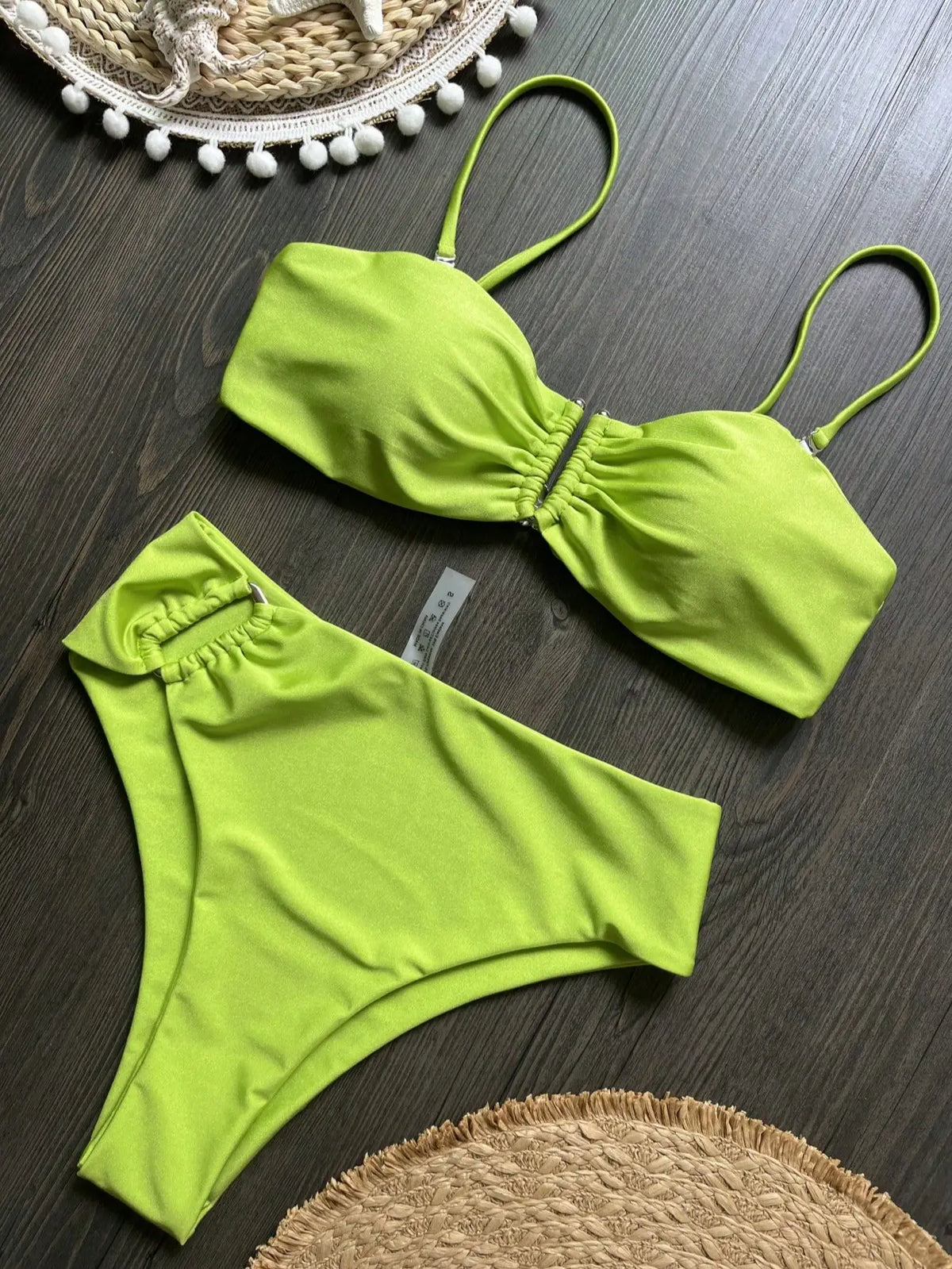 Bikini bandeau push-up pour femme 2026, maillot de bain sexy, ensemble bikini brésilien, string, maillot de bain uni, tenue de plage