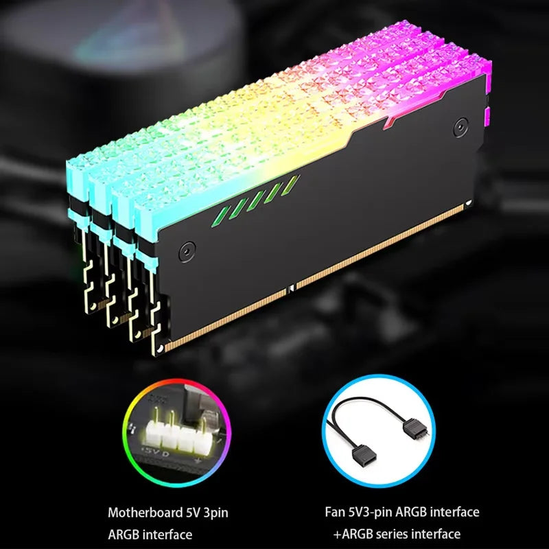 Dissipateur thermique de mémoire PC RM-1 gilet de refroidissement RAM 5V-3PIN ARGB RAM dissipateur thermique Aura Sync pour ordinateur de bureau mémoire DDR3 DDR4 DDR5 DDR2