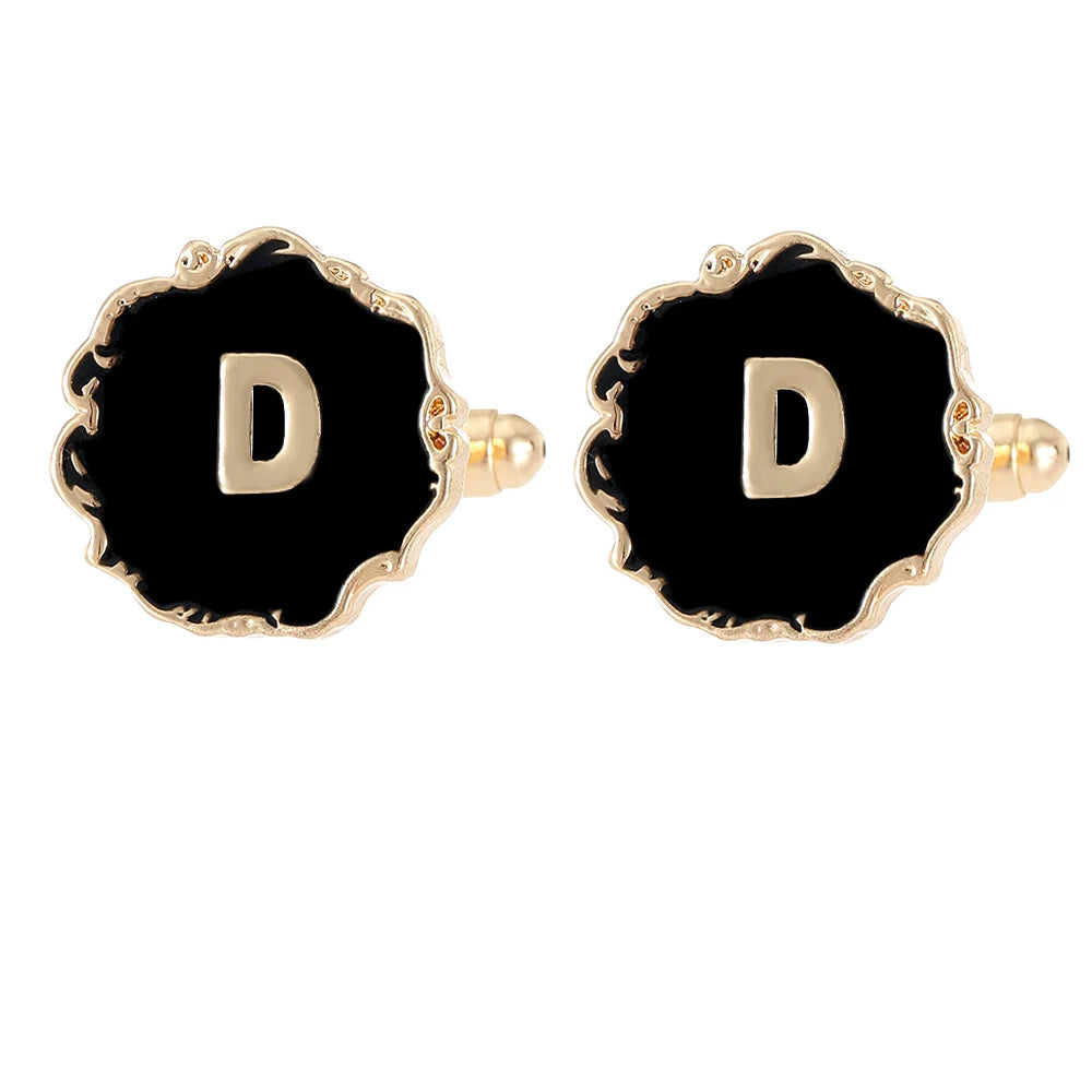 Boutons de manchette classiques pour hommes, 26 lettres initiales de l'alphabet, A B C D E F G H I J K L M N O P Q R S T U, bouton à manches V W X Y Z