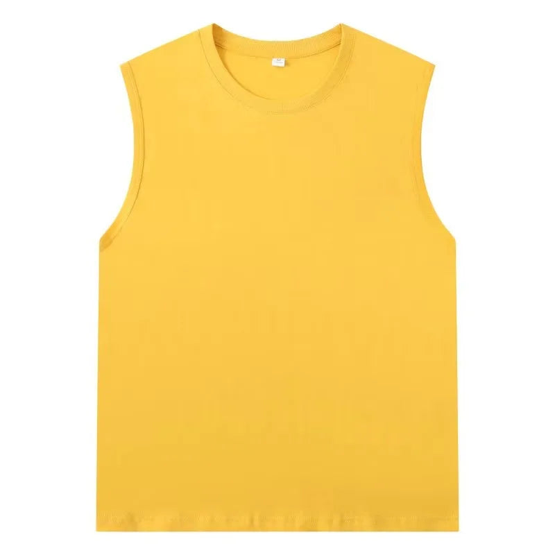 Nouveau débardeur basique en coton solide 180g pour homme 2026 – T-shirt sans manches Athleisure Fitness Décontracté pour homme