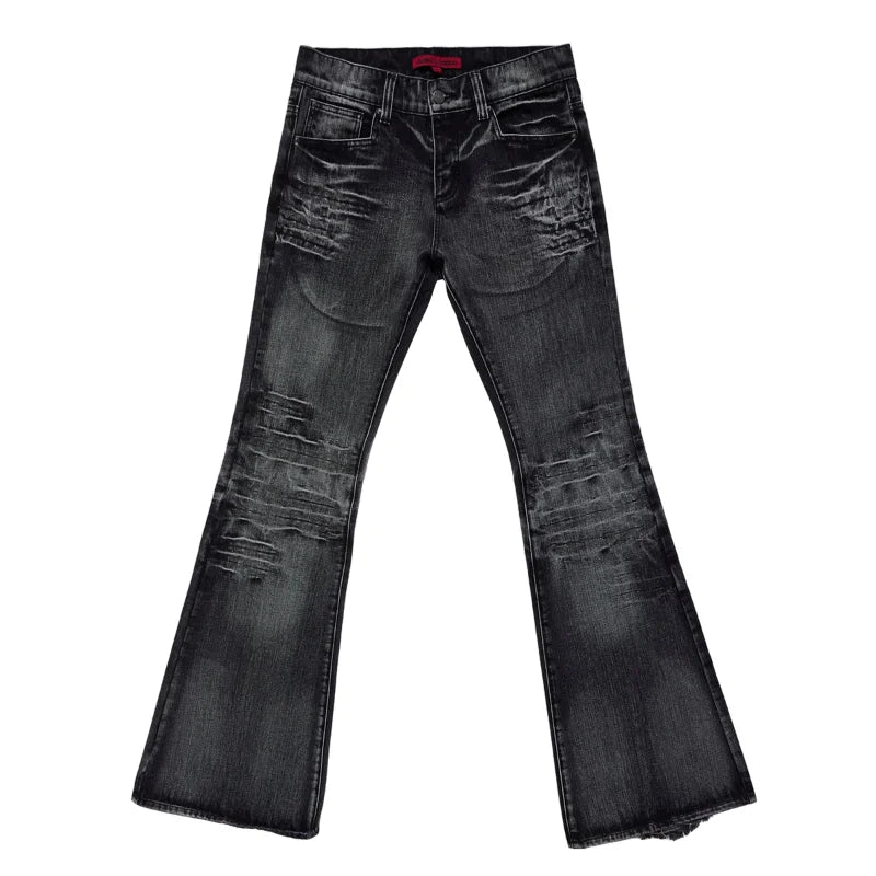 Y2K Mi azul, jeans acampanados, estilo vintage, lavados, para hombres y mujeres, tipo bootcut, gótico, de cintura alta, unisex, ropa de calle retro, pantalones anchos holgados
