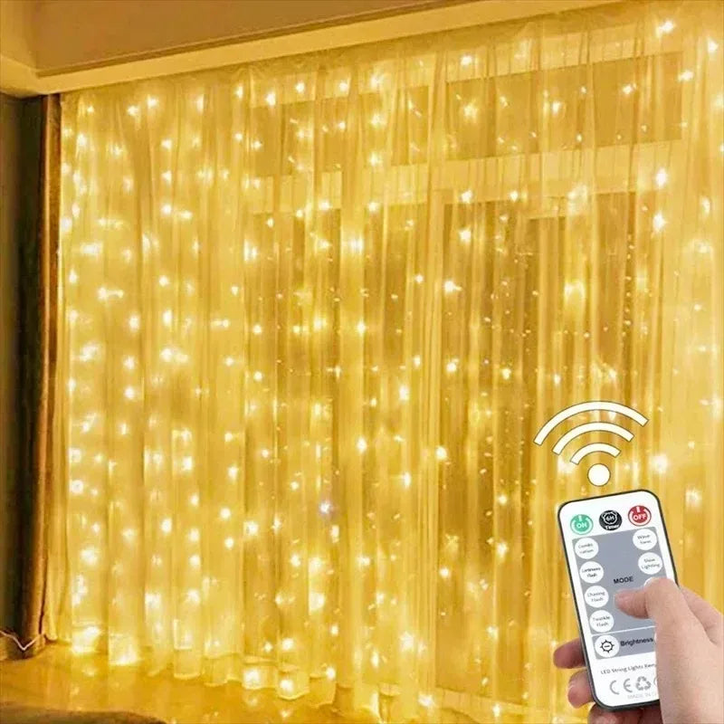 USB Curtain String Lights, 8 Modes Fairy Lights, Christmas Tree Garland Lights, Party Wedding Christmas Home Bedroom Decoration