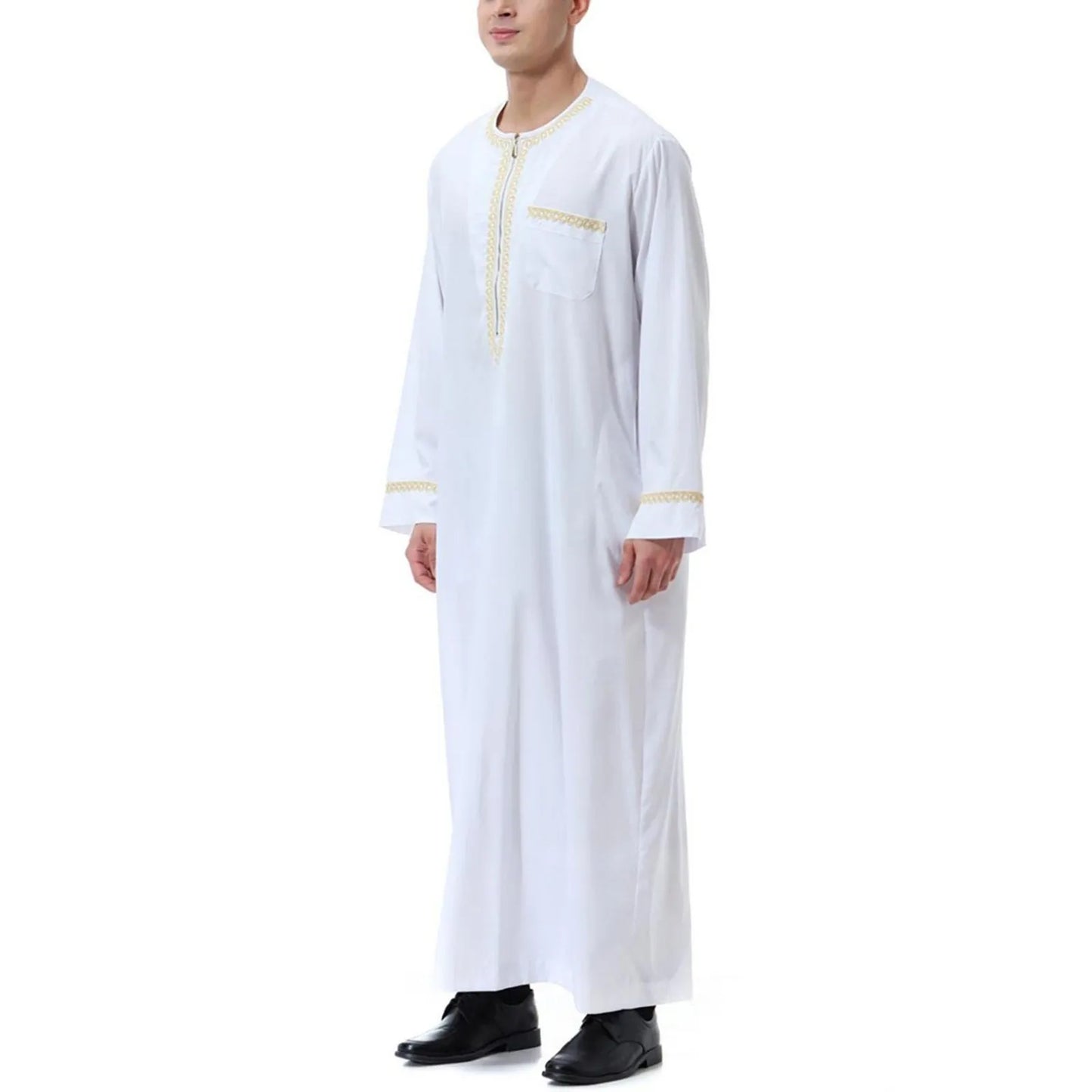 Vêtements musulmans traditionnels pour hommes, chemise musulmane, robe d'aviation, royauté islamique, robe de Dubaï, col rond, manches longues, rétro, adt Abaya