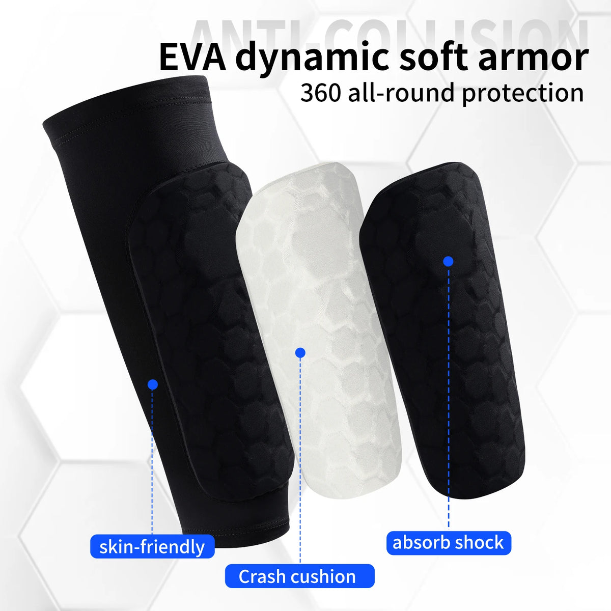 Protège-Tibias Football Enfant EVA Alvéolé — Silicone Antidérapant, Léger