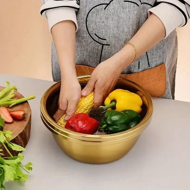 Ensemble de passoire et cuiseur vapeur en acier inoxydable 2 pièces |   Défroisseur lave-vaisselle pour riz, pâtes et légumes |   Outils permettant de gagner de l'espace robustes et antirouille