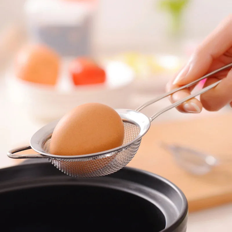 Colador de malla fina de acero inoxidable, con mango y gancho resistentes, tamiz para jugo de leche de soja, utensilios de cocina, 3 piezas