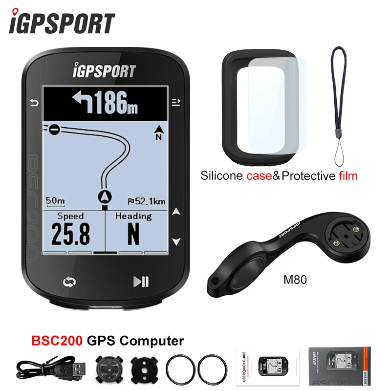 Ordinateur de vélo GPS sans fil — compteur de vitesse numérique, navigation route, chronomètre, odomètre