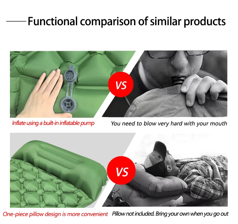 Tapis de couchage pliant pour Camping en plein Air, matelas gonflable de plage avec oreillers, tapis d'air ultraléger pour voyage et randonnée, nouveau