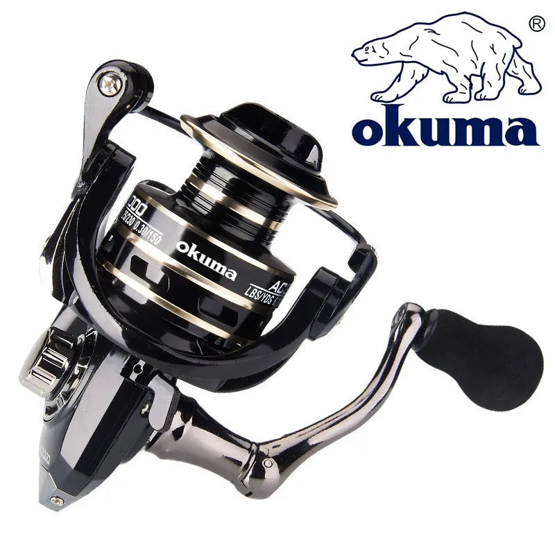 Le plus récent OKUMA AC2000-7000 Moulinet De Pêche En Métal Balle Grip Spinning Reel 5.2:1 Métal Moulinet Tasse 12KG Max Drag
