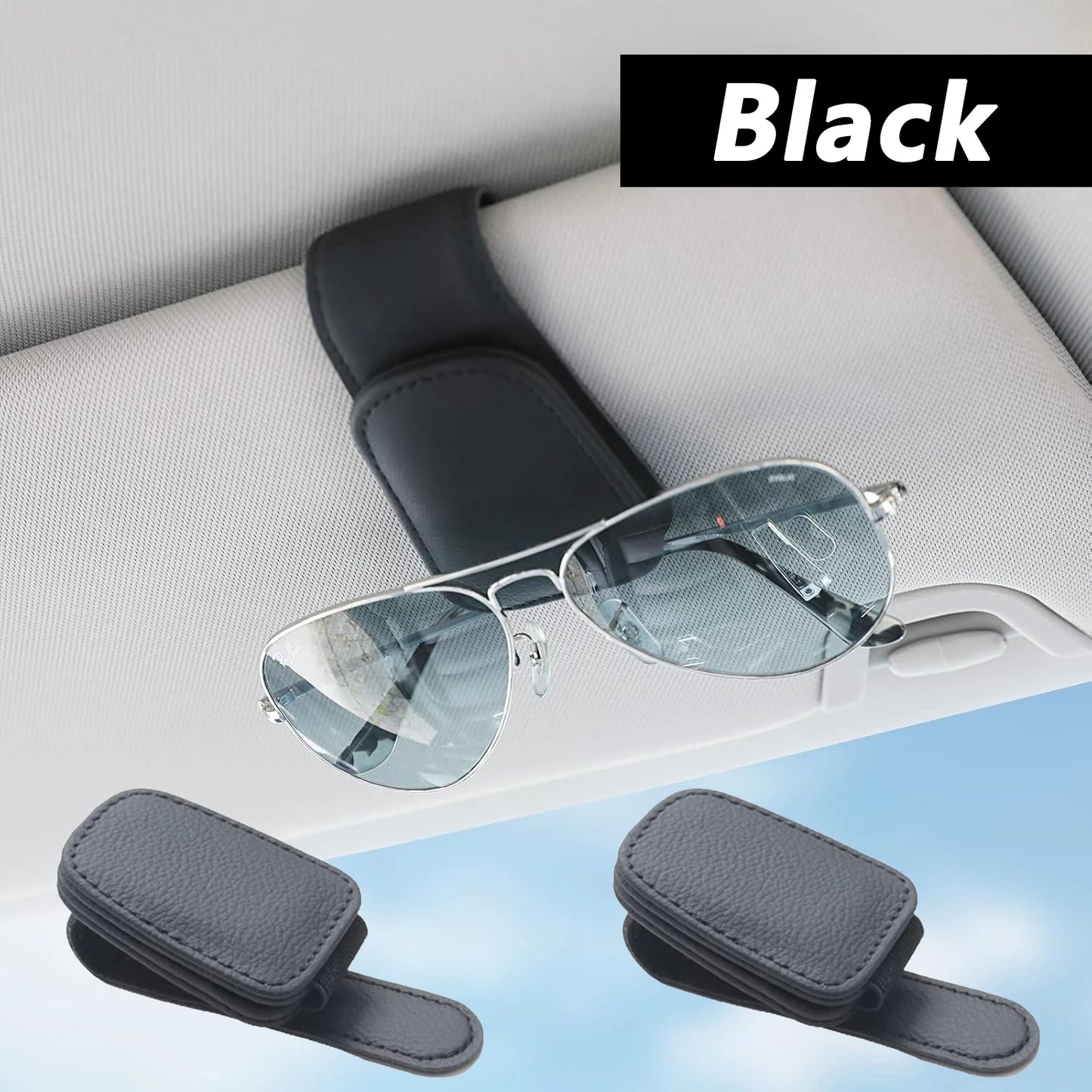 El soporte para gafas de sol se adapta a las viseras del coche, clip magnético de cuero para gafas de sol y clip para b