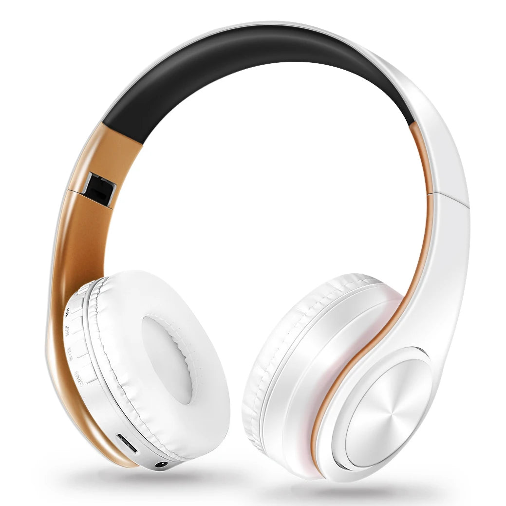 Auriculares inalámbricos Bluetooth para hombre, regalo dorado, auriculares estéreo, juego con micrófono incorporado, universales para Android e iOS