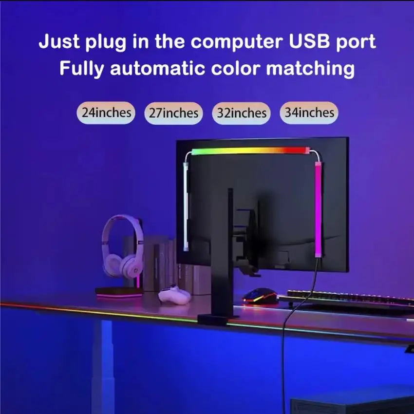 Bande LED USB PC 24-34 Pouces RGBIC — Sync Musicale App, Rétroéclairage Écran, Gaming