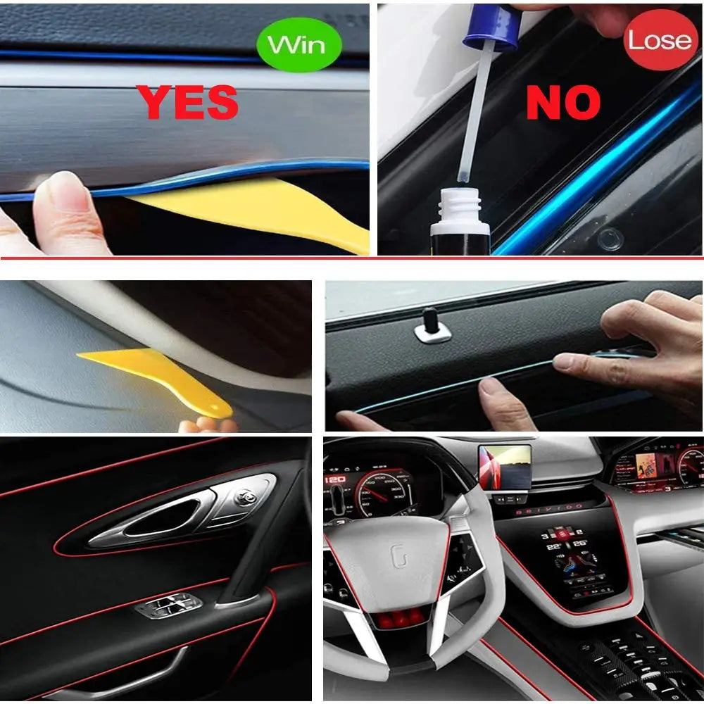 Car Interior LED Strip Light Neon EL Wire Auto Decorative Lamp DIY Flexible Ambient Light USB Party Stops Diode 5m