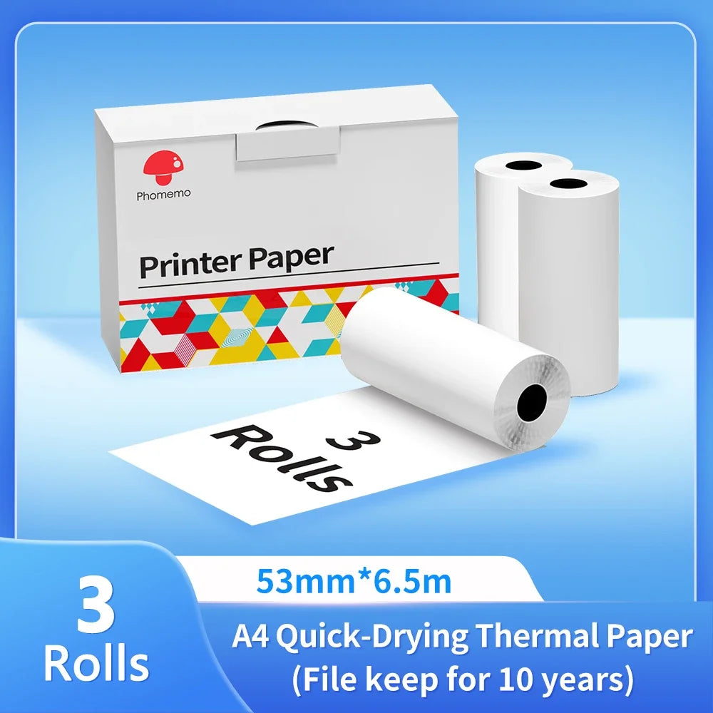 Phomemo A4 impresora térmica papel carta, papel continuo de secado rápido apto para impresora portátil M832/M833/M834/M835, 2 rollos