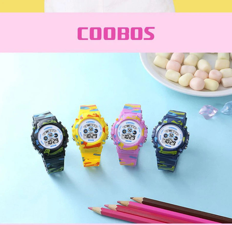 Kids Digital Watch Waterproof LED Luminous Watch for Children Sports Camouflage Watches for Boys Girls Student Clock montre enfant