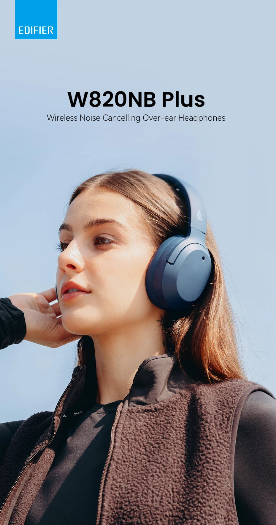 Edifier W820NB Plus 2025 – Casque Bluetooth ANC -49dB, audio haute résolution, supra-auriculaire