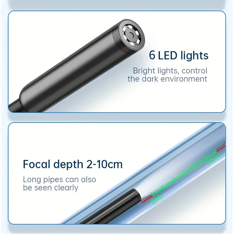 Endoscopio USB para teléfono Android OTG, cámara de inspección endoscópica tipo serpiente de 5,5 mm, resistente al agua IP67 con 6 luces LED para Tipo C