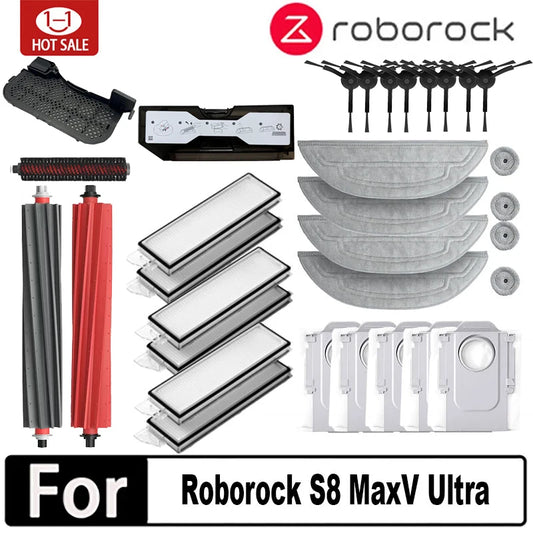 Roborock S8 MaxV Ultra Robot Vacuum Cleaner Accessories Mop Cloth Vacuum Bags Side Brush Filter Replaceable Spare Parts