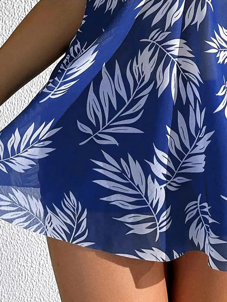 Maillot de bain tankini court 2026 avec short pour femme, rembourré, imprimé, pour la plage et l'été