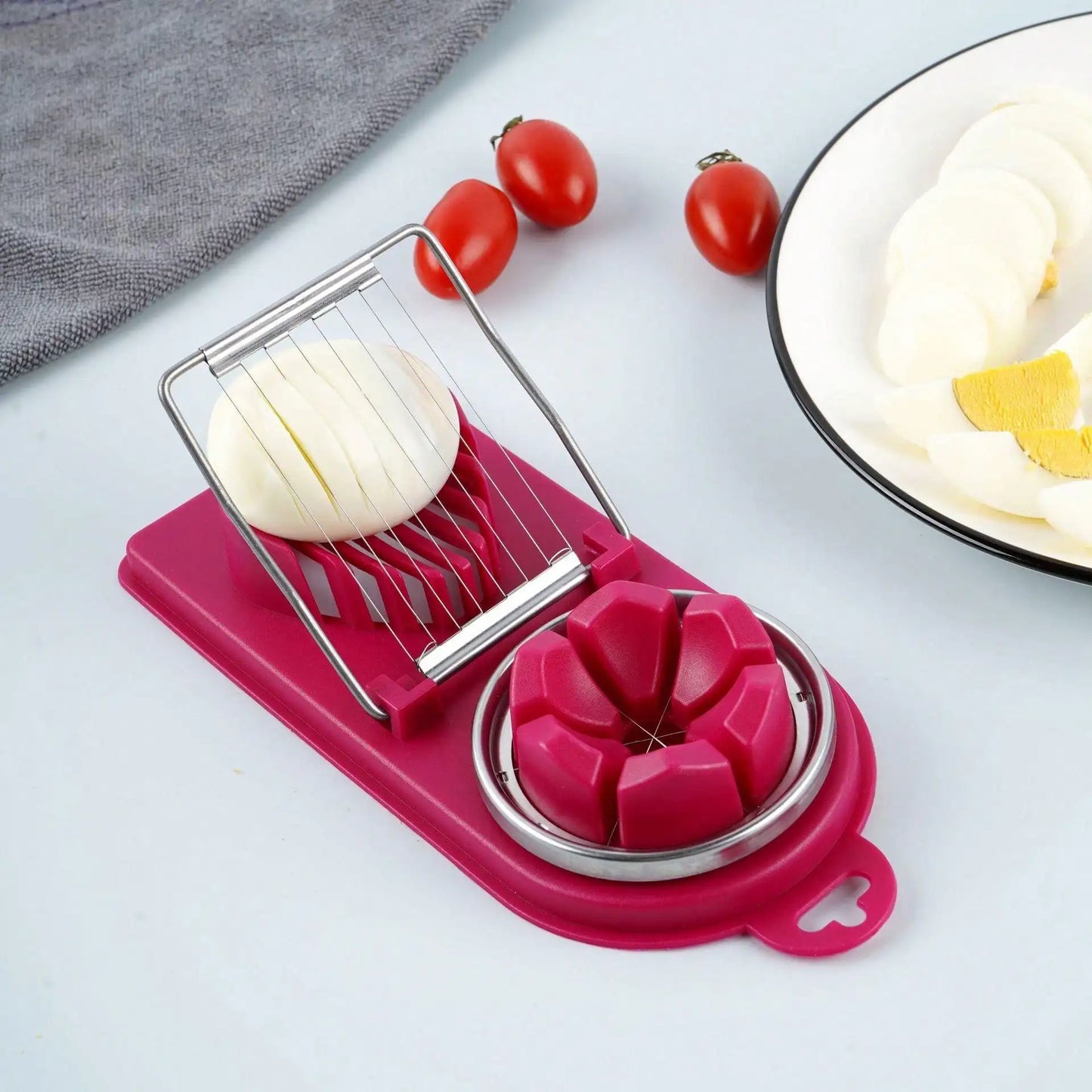 Coupe-œufs multifonctionnel à Base PP 2 en 1, coupe-œufs à traction en fil d'acier inoxydable pour suspendre des outils d'accessoires de cuisine de haute qualité