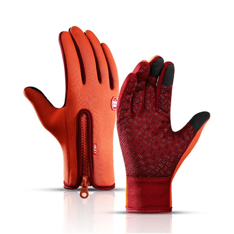 Gants de Sport chauds pour hommes et femmes, cyclisme d'hiver, écran tactile, pêche en plein air, anti-éclaboussures, ski, Snowboard, antidérapants, fermeture éclair