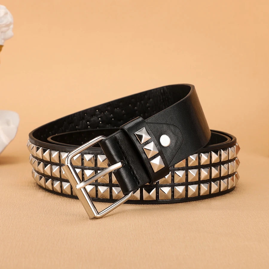 Cinturón remache de tendencia cinturón de metal pesado cinturón de hombres mujeres discoteca Punk Rock Style cinturón de jeans cinturón Y2K cinturón de moda decoración cinturón de mujer