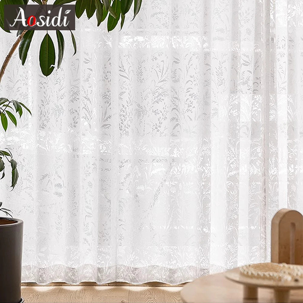 Rideaux en Voile transparent en dentelle 2025, pour salon, en Tulle, pour cuisine, Voilage, diviseur d'écran pour la maison, décoration de mariage
