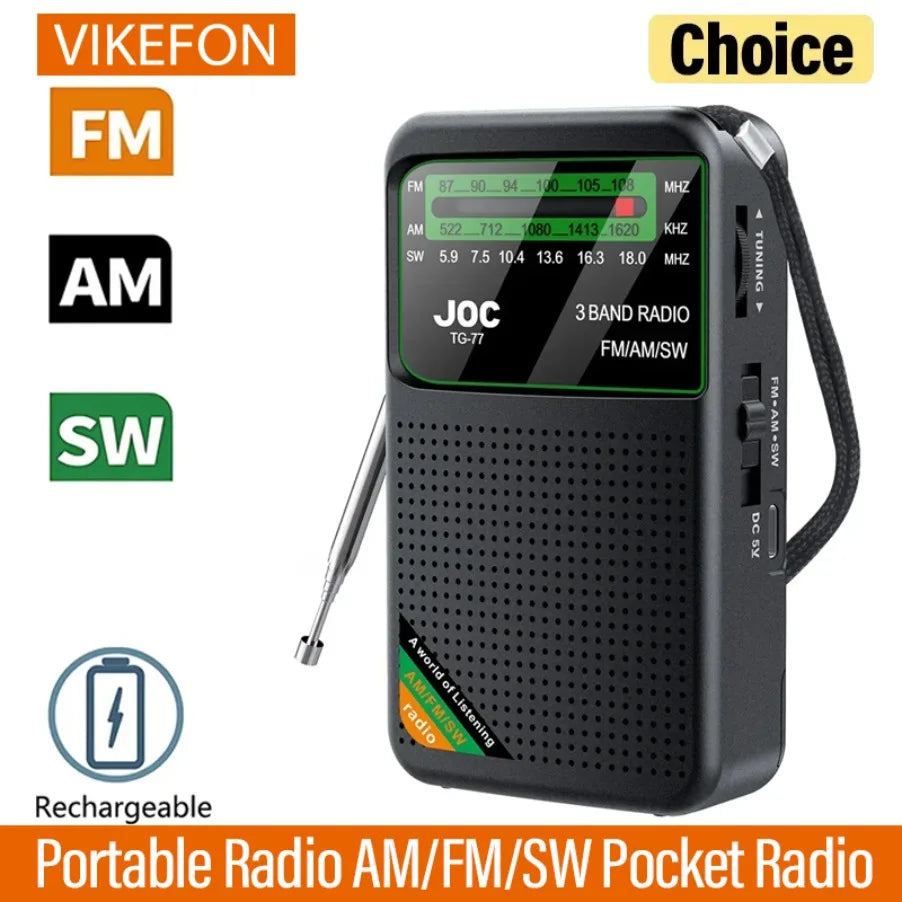 Radio Portable AM/FM/SW, Radio de poche avec batterie Rechargeable, bonne réception, prend en charge les écouteurs filaires, Mini récepteur FM
