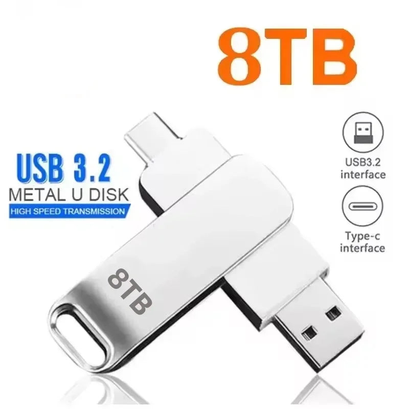 DIXSG pour Xiaomi, clés USB 3.2 de 16 To, disque U de 2 To, clé USB métallique haute vitesse, étanche, type C, mémoire USB, clés USB