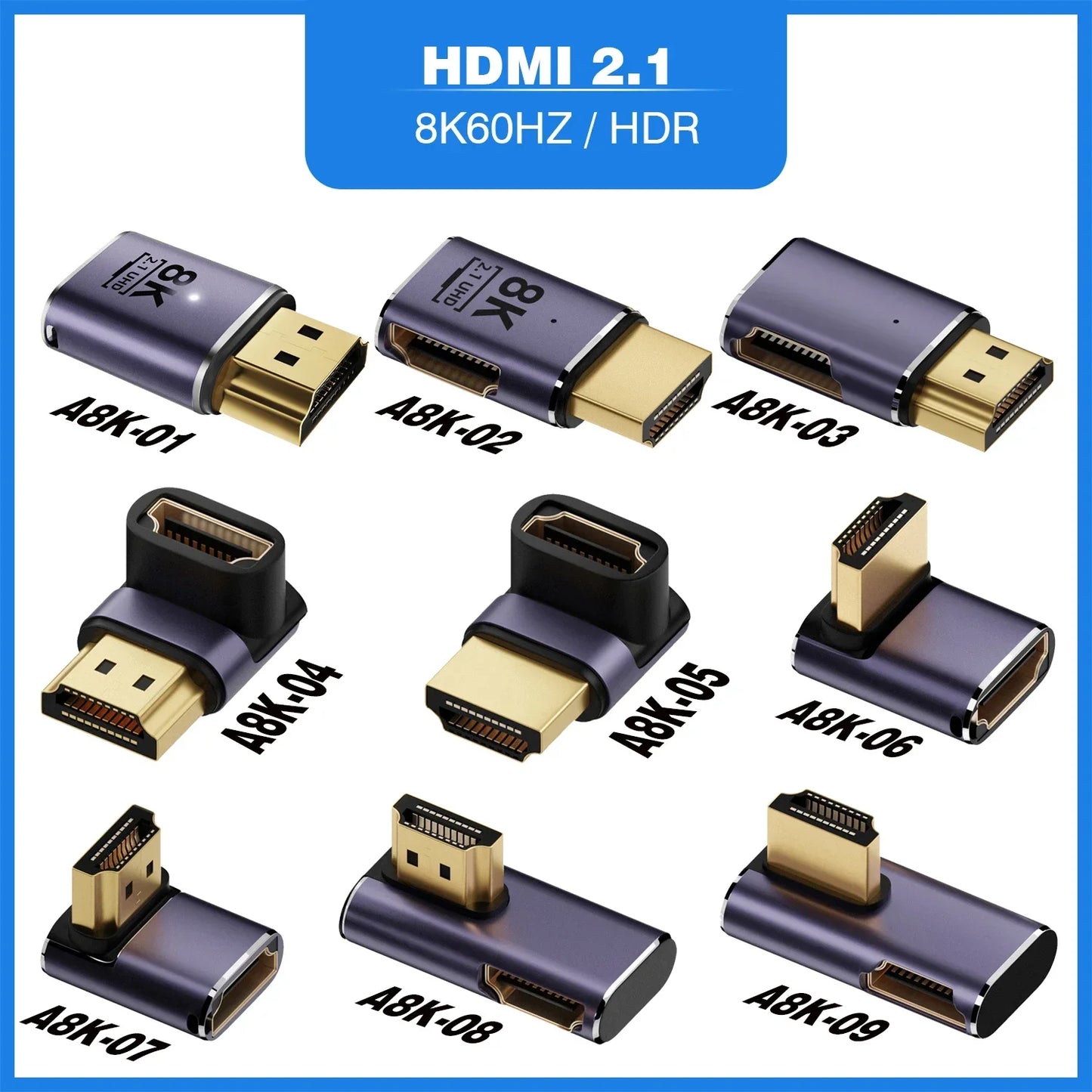 Convertisseur mini micro HDMI vers HDMI 2.1 — 48Gbps, 8K60Hz, 4K120Hz, projecteur, HDTV