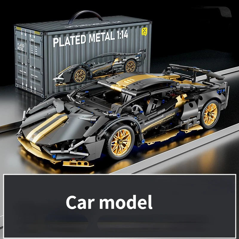 Blocs de construction de course de supercar noir, technologie 1:14, voiture en brique assemblée, jouet, cadeau d'anniversaire pour garçons