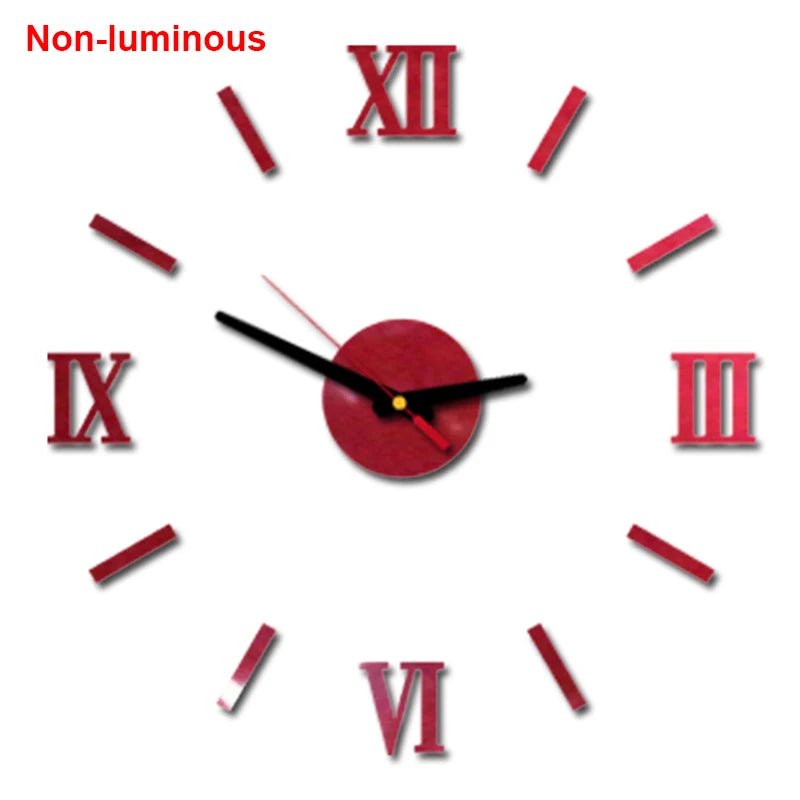 Reloj de pared, reloj de pared luminoso DIY, reloj de cuarzo, pegatinas de espejo acrílico, reloj de pared, decoración de pared, decoración cálida del hogar.