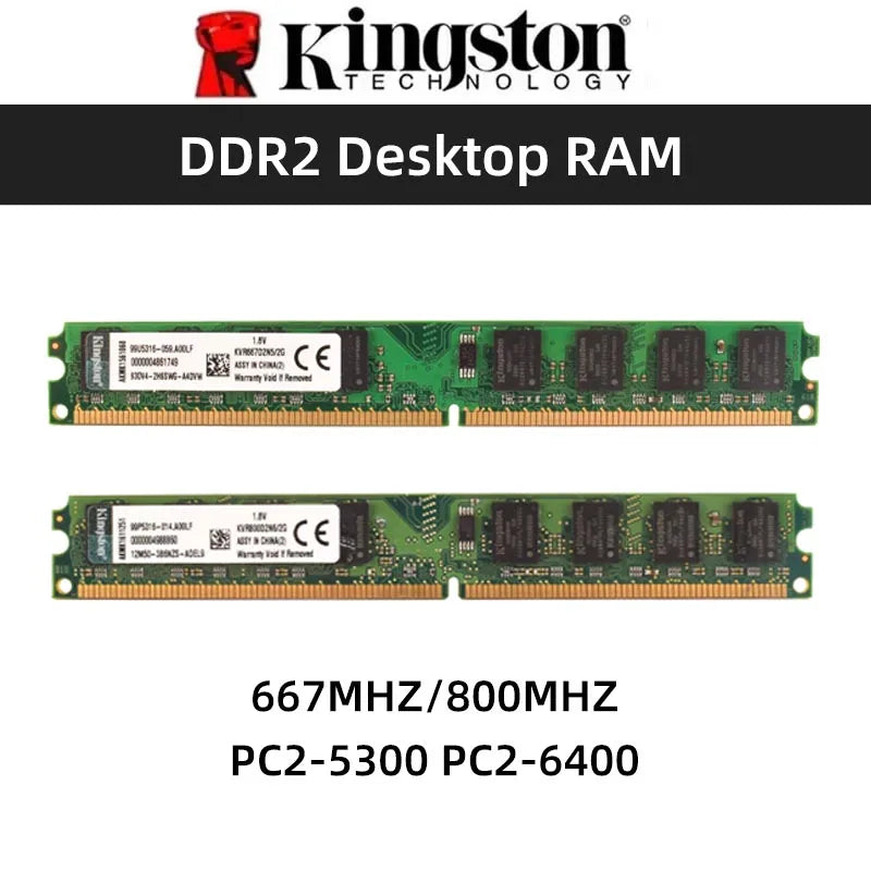 Kingston mémoire RAM DDR2 2GB 800Mhz 667MHz PC2-5300 PC2-6400 240 broches 1.8V modèle de mémoire de bureau NON ECC