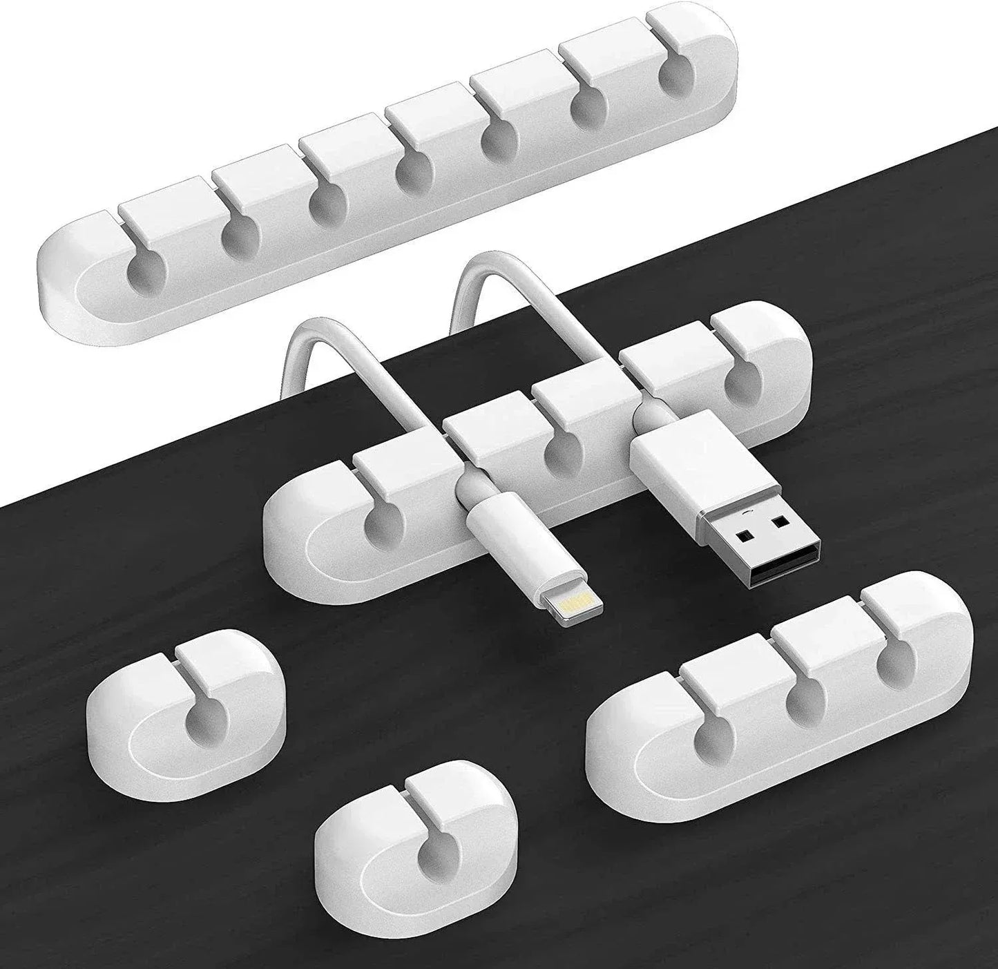 Organizador de cables de silicona, enrollador de cable USB, clips de gestión autoadhesivos para ratón, teclado, auriculares para iPhone Huawei